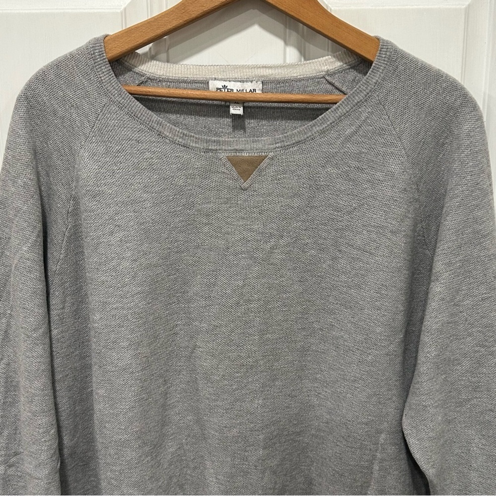 Peter Millar Men’s Crown Soft Pima Cotton/Silk/Cashmere Blend Sweater XL, Gray